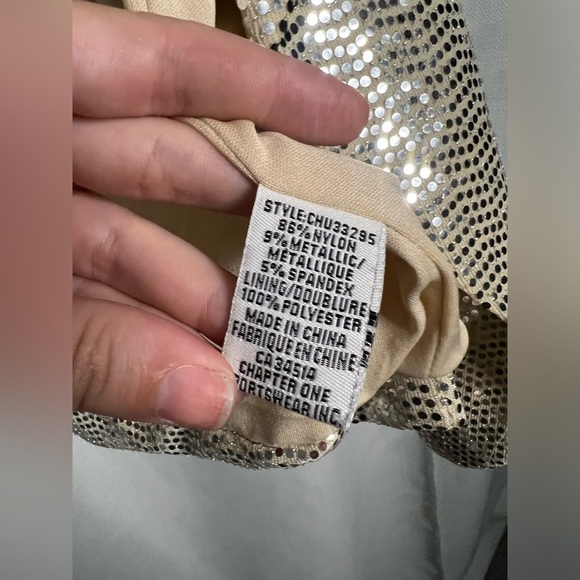 C by One Silver Sequined 3/4 Sleeve Long Line Blazer XS - Picture 8 of 10